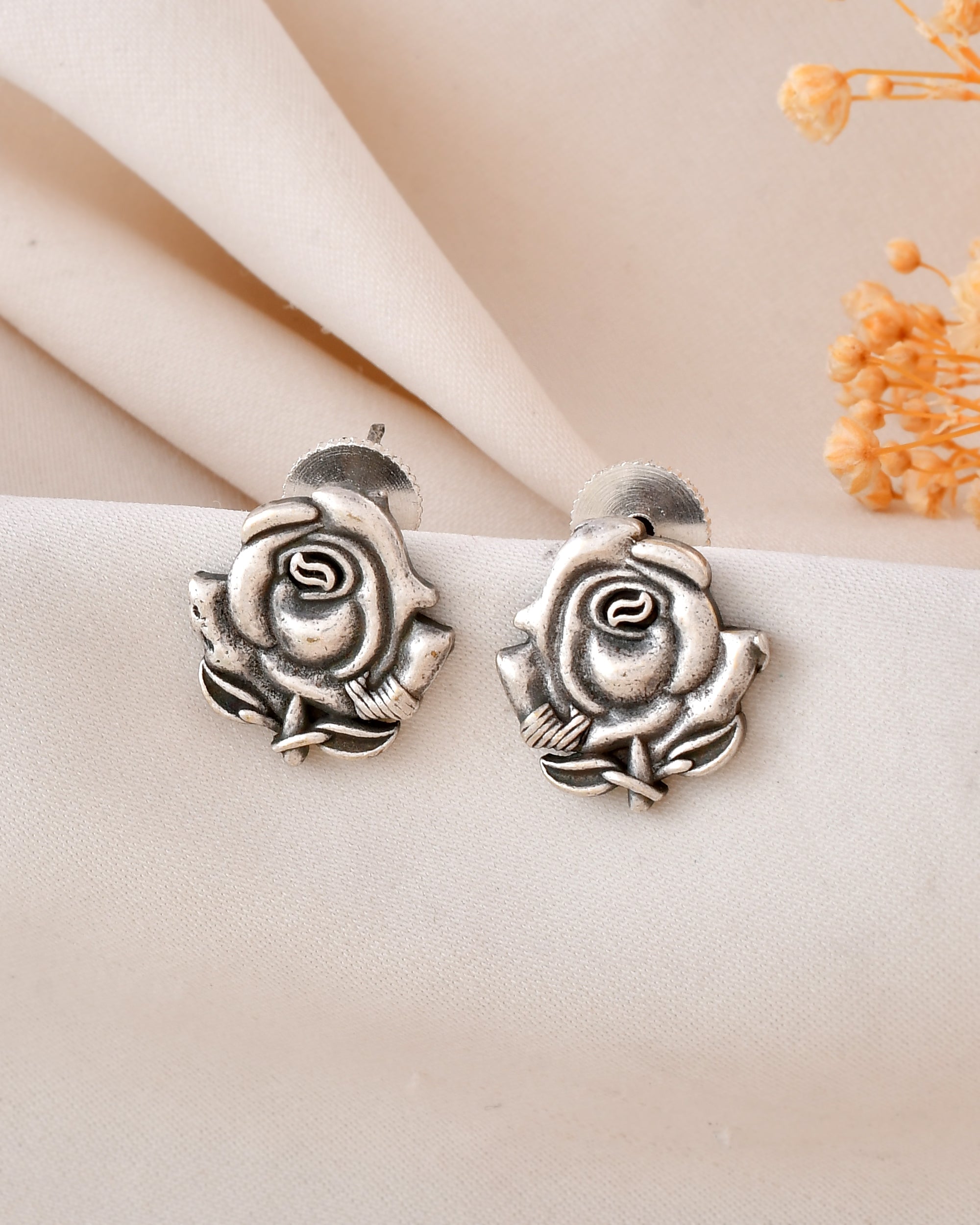 Rose Blossom Dandiya Stud Earrings